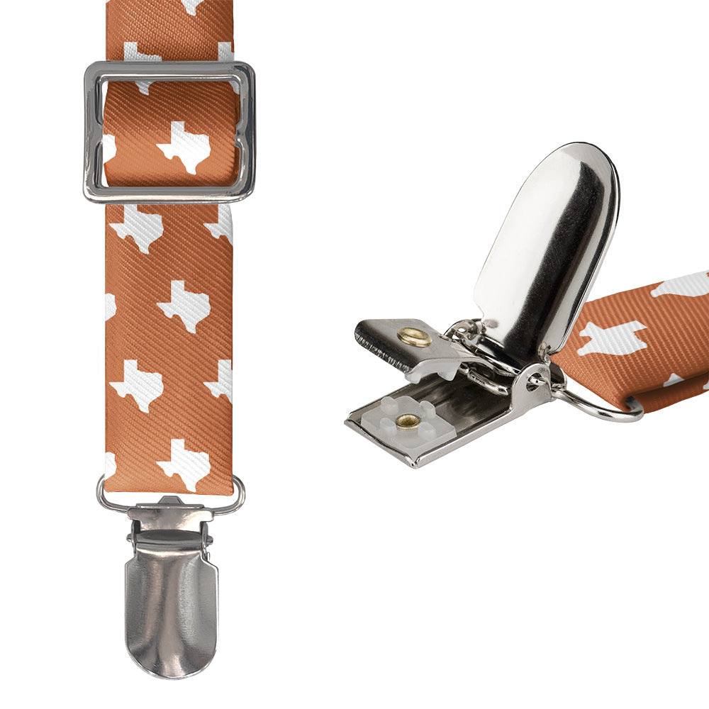 Texas State Outline Suspenders - Hardware and Strap - Knotty Tie Co.