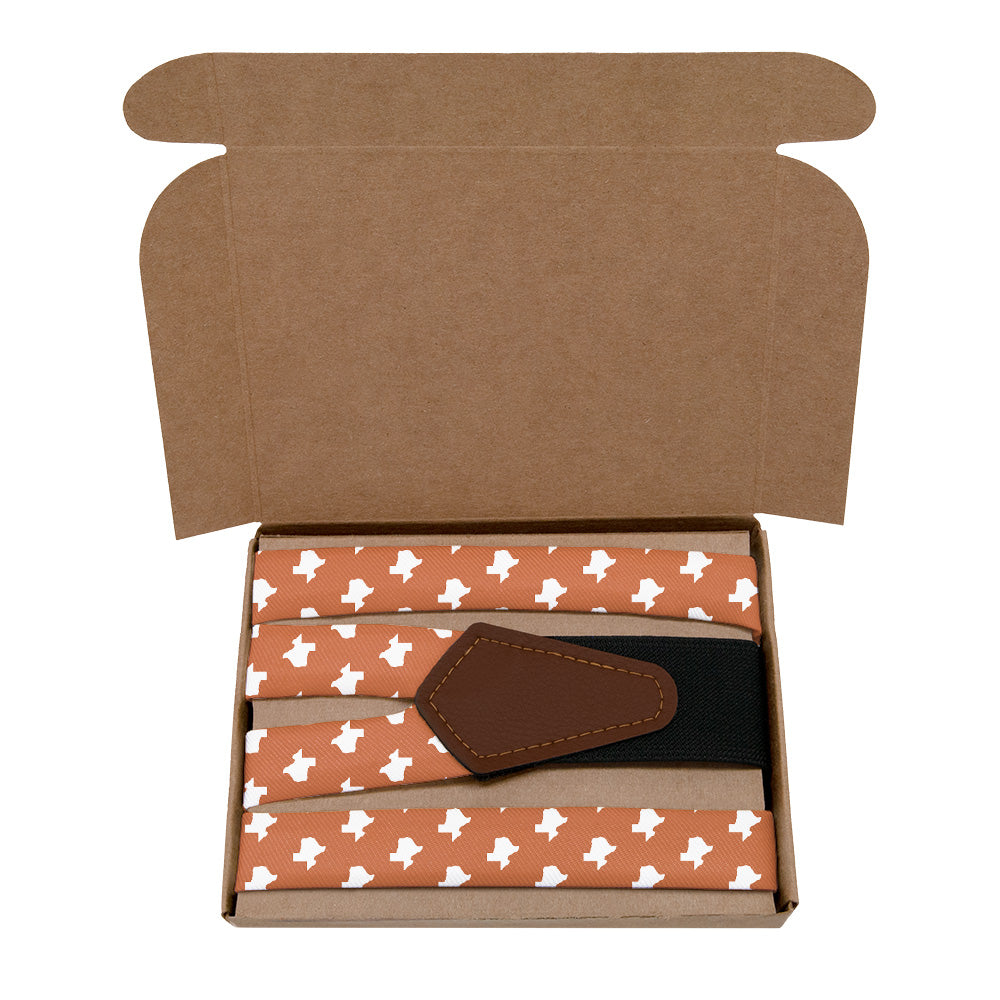 Texas State Outline Suspenders - Kraft Gift Box Packaging - Knotty Tie Co.