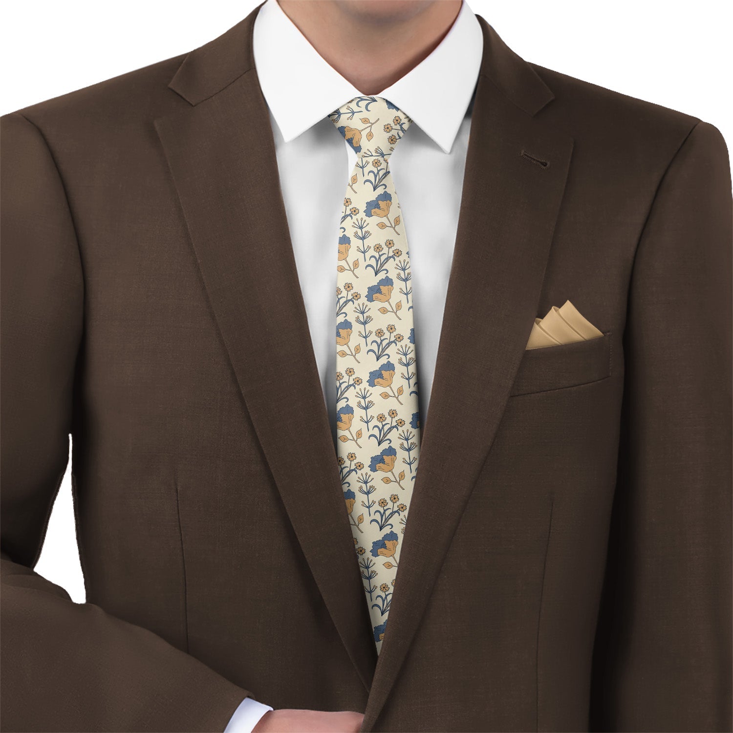 The Lyn Floral Necktie - Matching Pocket Square - Knotty Tie Co.