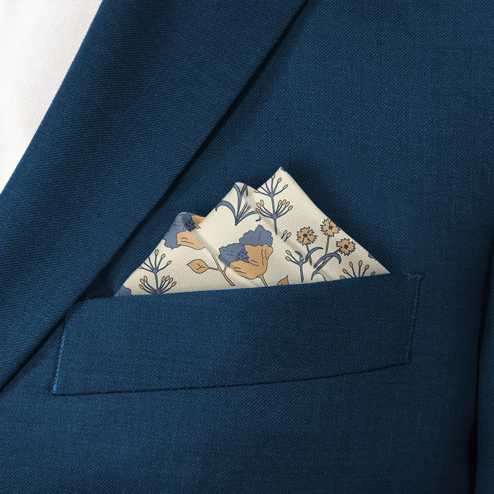 The Lyn Floral Pocket Square - Stairs Fold - Knotty Tie Co.