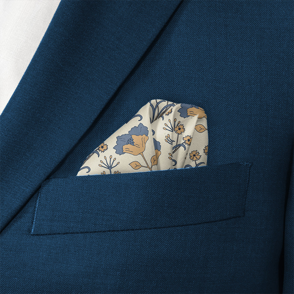 The Lyn Floral Pocket Square - Wave Fold - Knotty Tie Co.