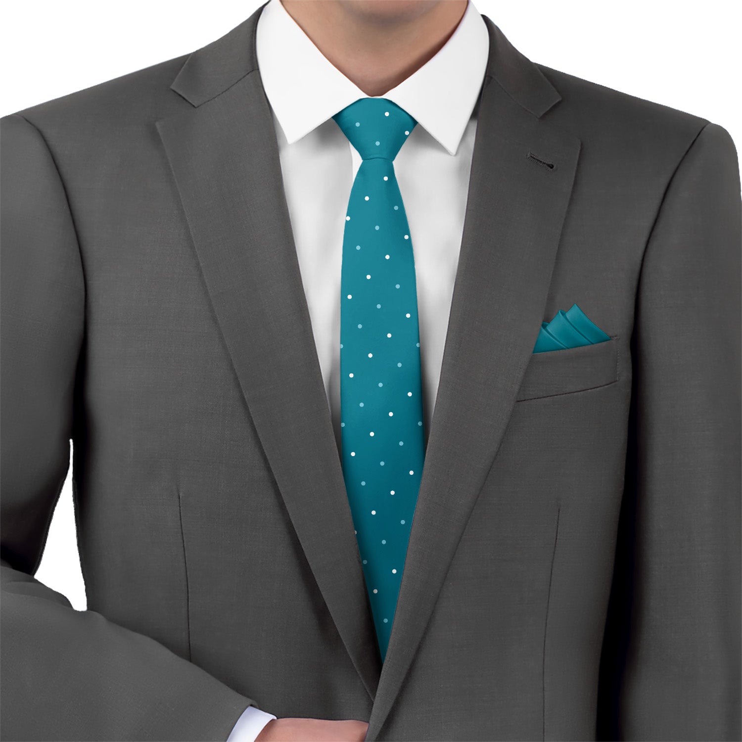 Three Color Denver Dots Necktie - Matching Pocket Square - Knotty Tie Co.