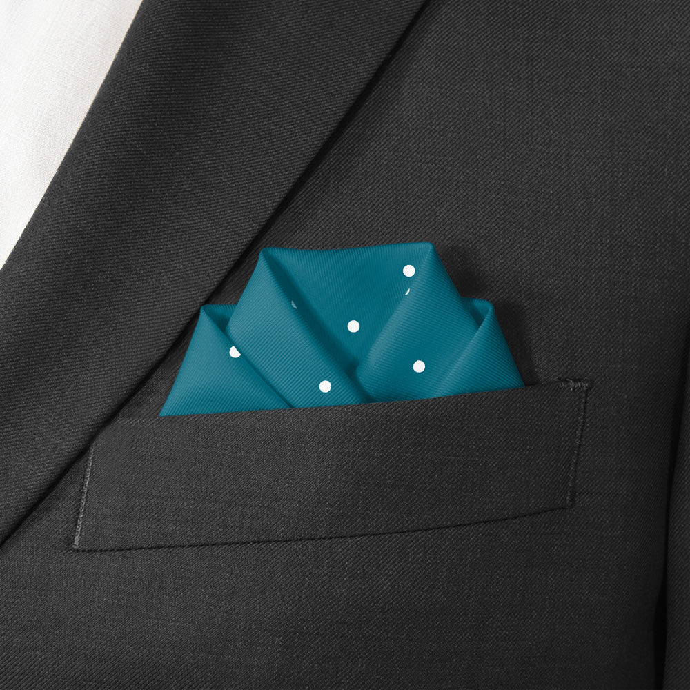 Three Color Denver Dots Pocket Square - Scalloped Fold - Knotty Tie Co.