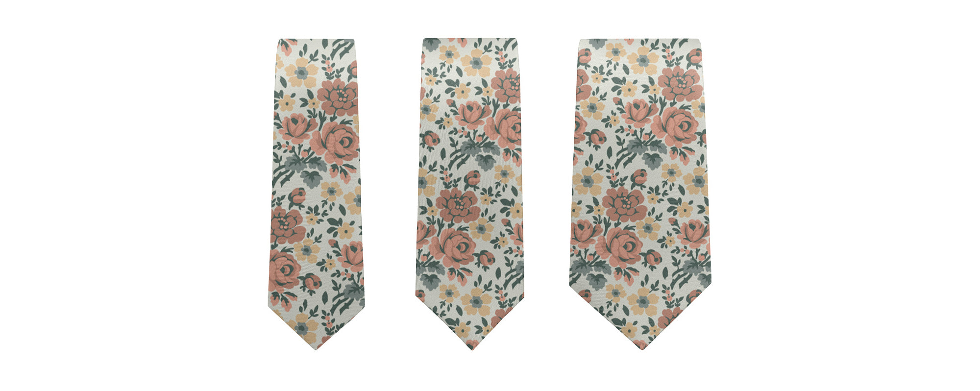 Cooper Floral neckties in three different widths Skinny Knotty and Classic