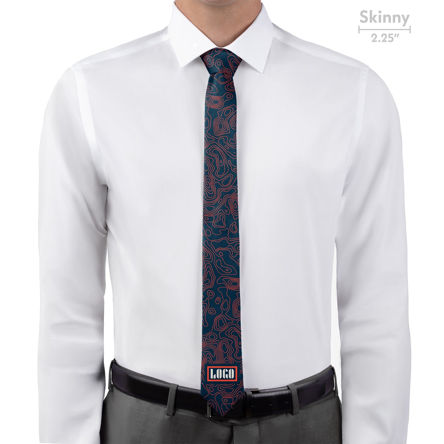 Custom Topographic 1 Logo Tie - Skinny - Knotty Tie Co.