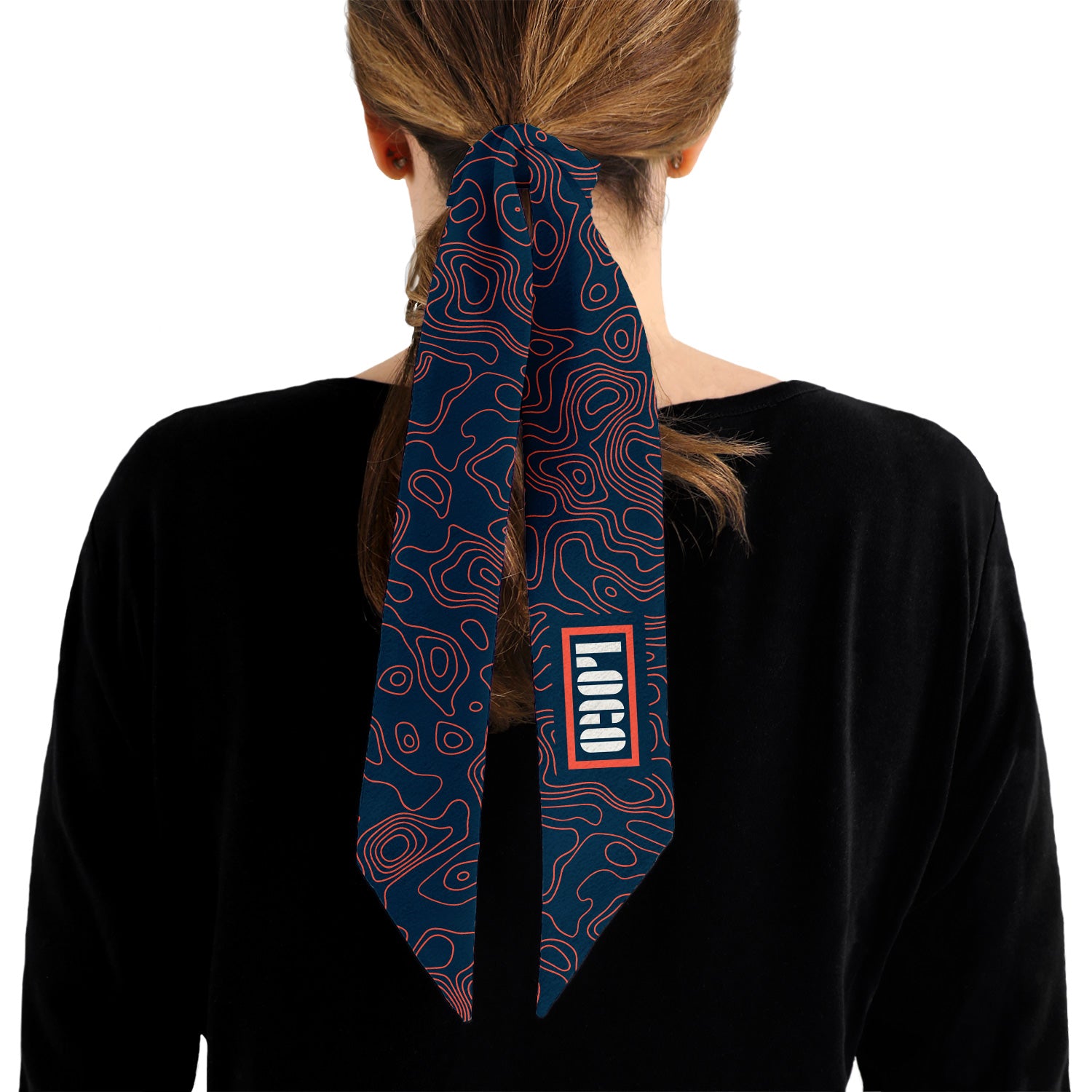 Topographic 4 Hair Pony Tail Logo Scarf - Knotty Tie Co.