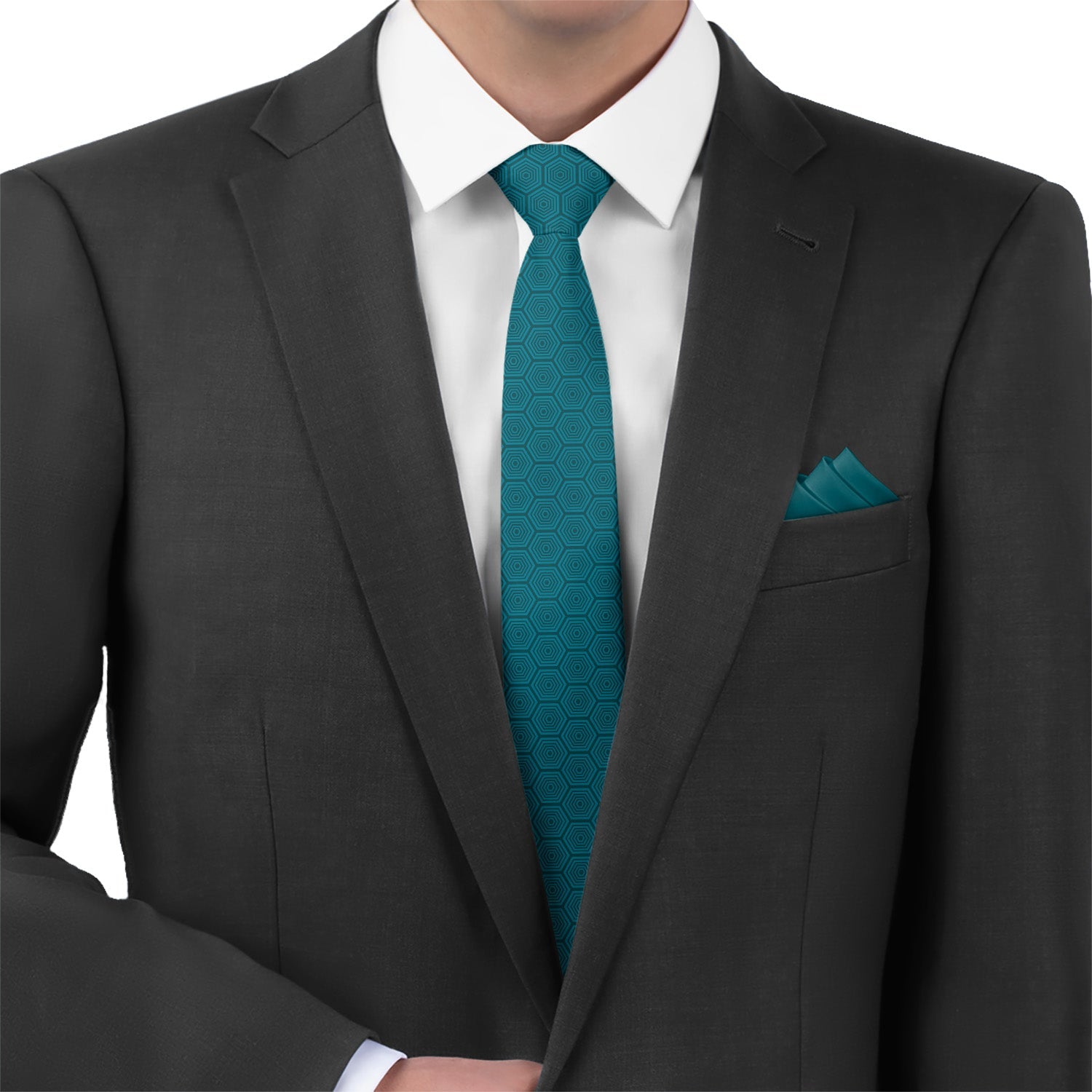 Tortoiseshell Geometric Necktie - Matching Pocket Square - Knotty Tie Co.