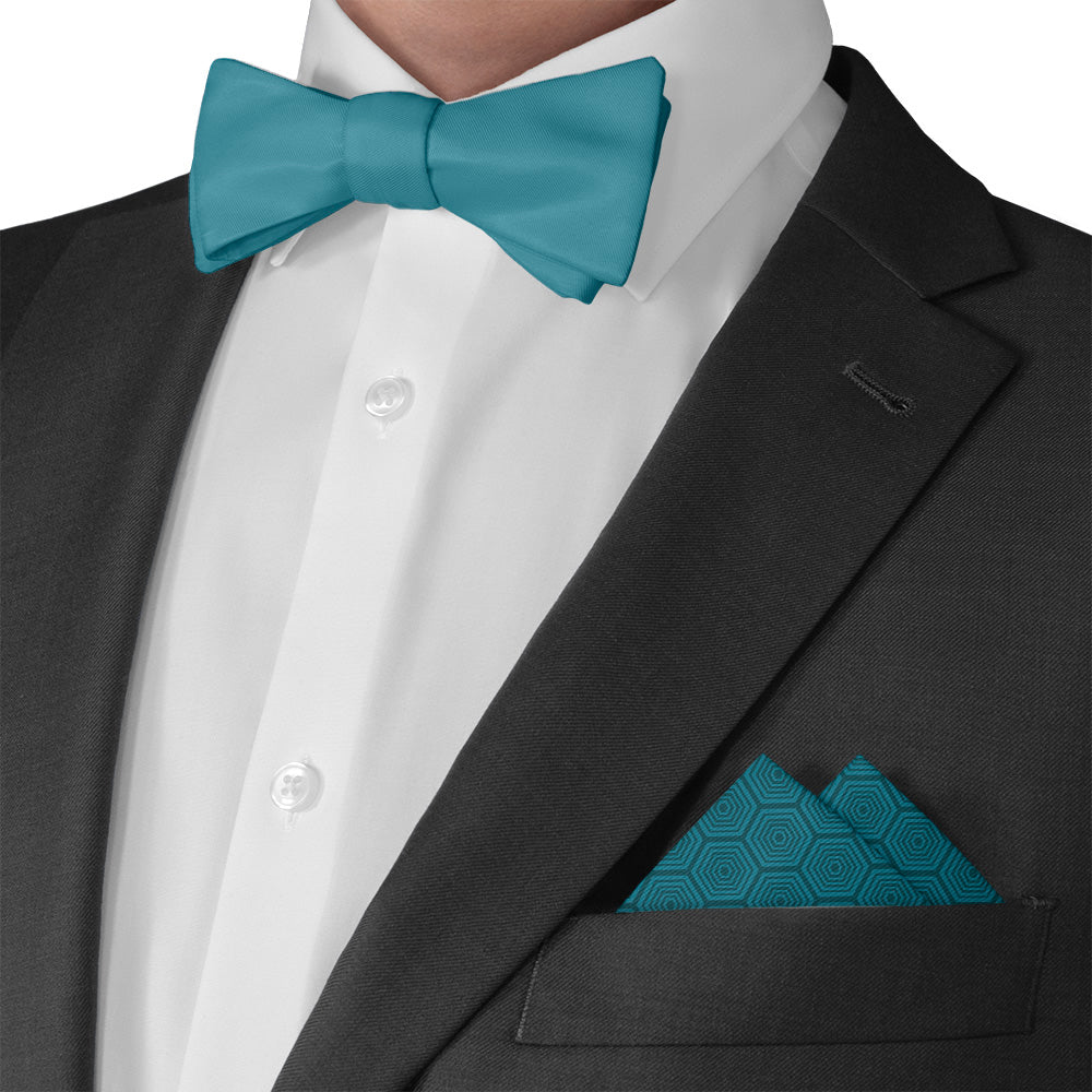 Tortoiseshell Geometric Pocket Square - Matching Bow Tie - Knotty Tie Co.