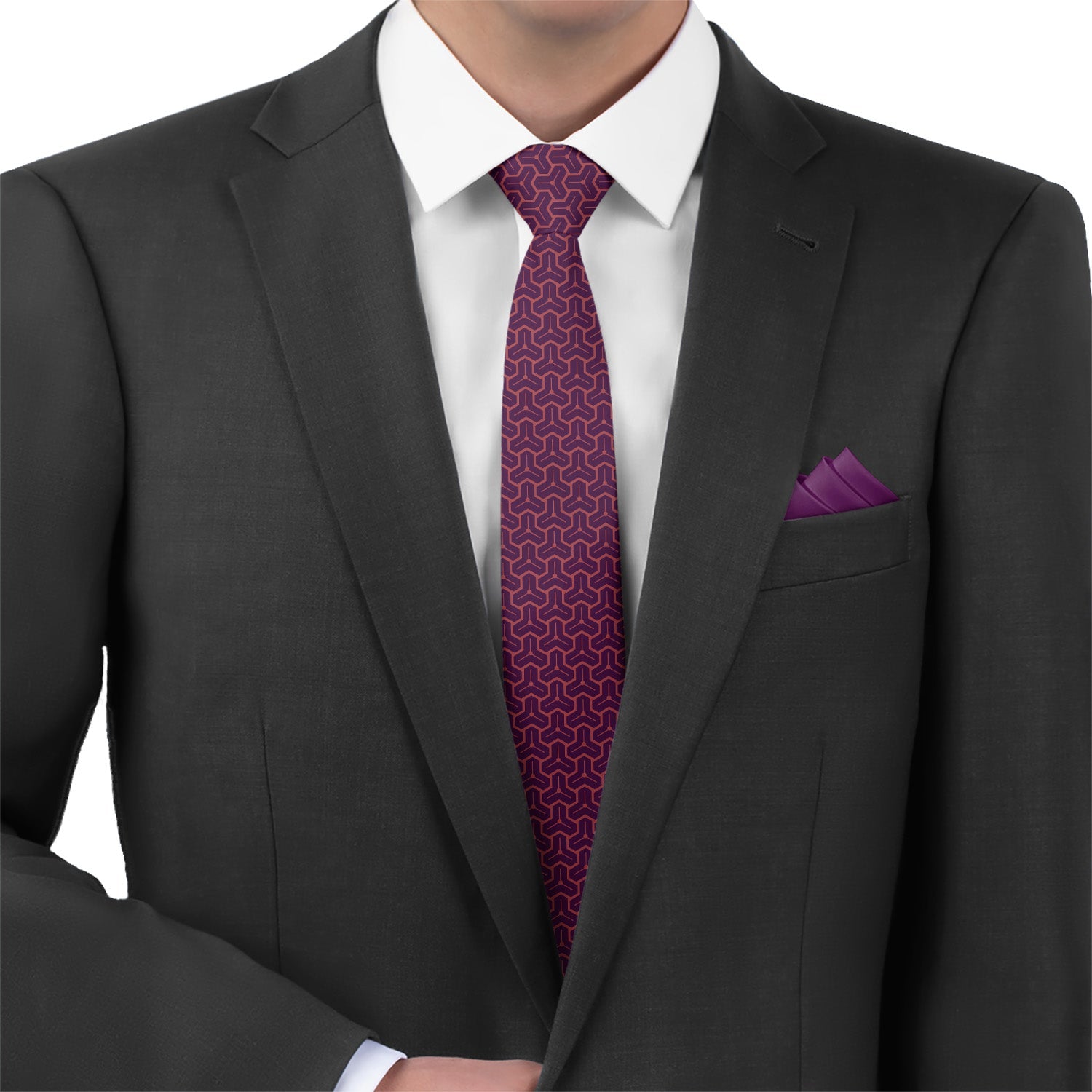 Triad Geo Necktie - Matching Pocket Square - Knotty Tie Co.