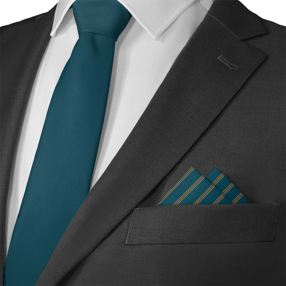 Trident Stripe Pocket Square - Matching Necktie - Knotty Tie Co.