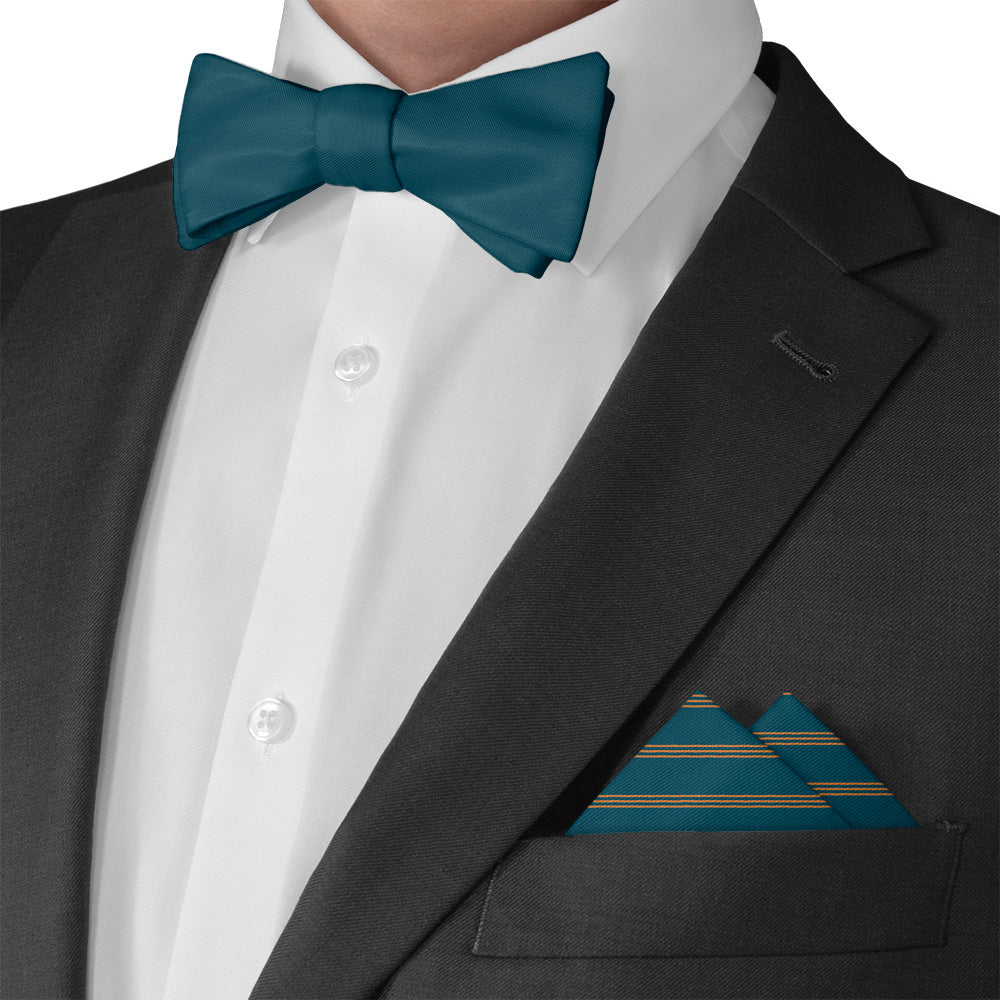 Trident Stripe Pocket Square - Matching Bow Tie - Knotty Tie Co.