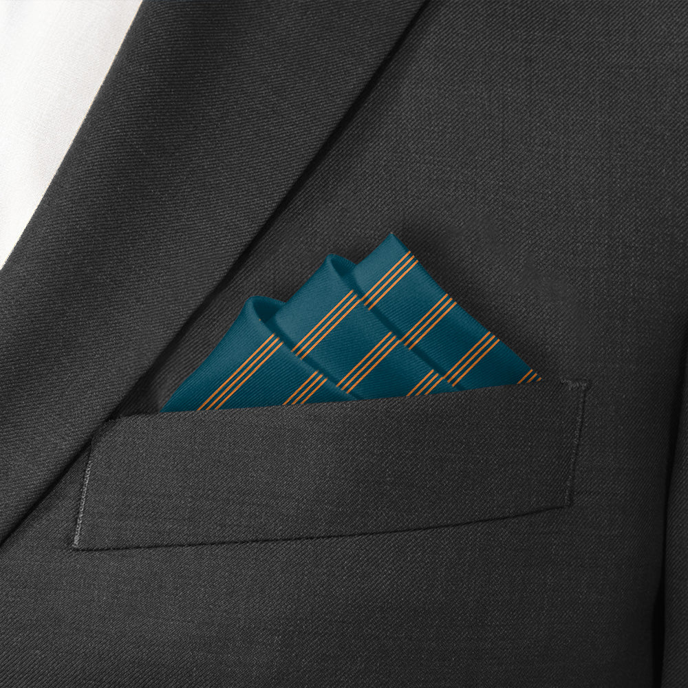 Trident Stripe Pocket Square - Stairs Fold - Knotty Tie Co.