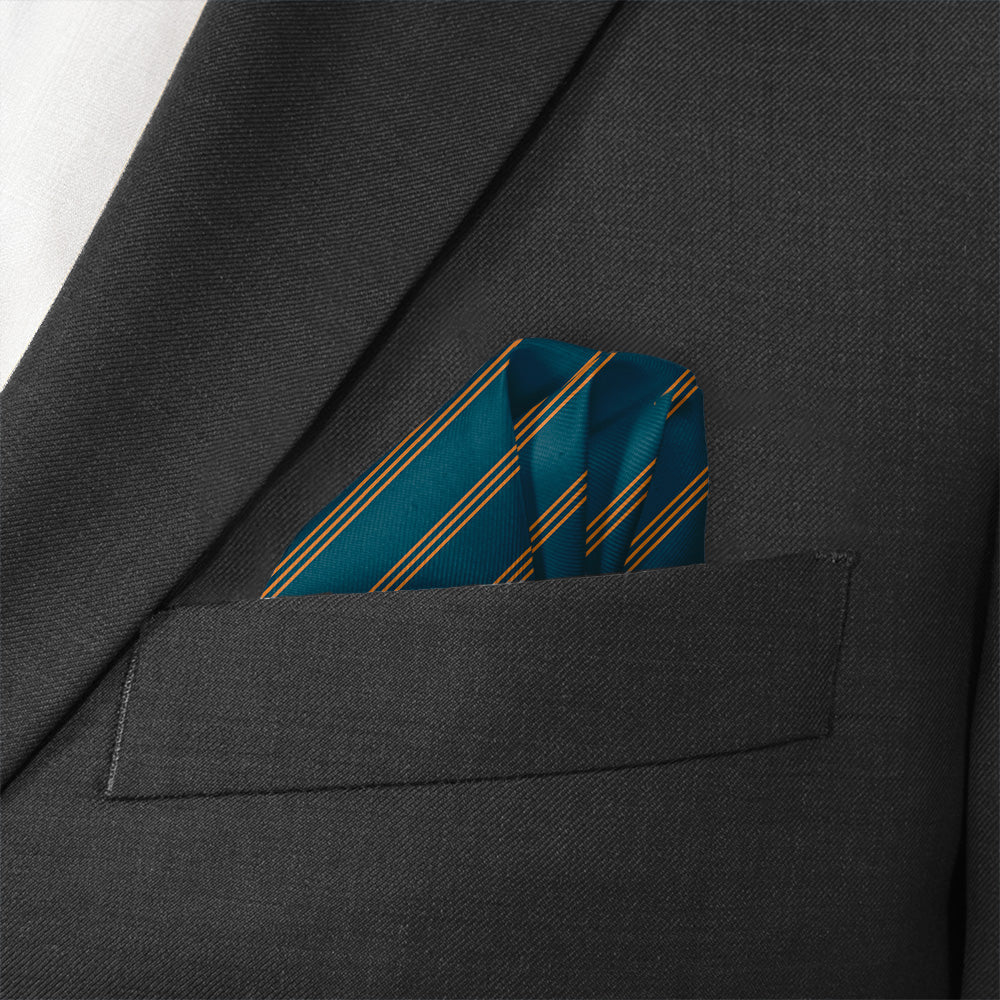 Trident Stripe Pocket Square - Wave Fold - Knotty Tie Co.