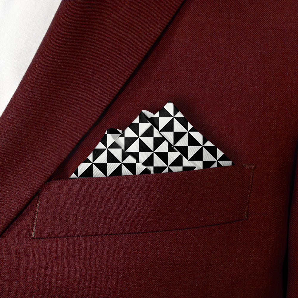 Trokut Checkered Pocket Square - Stairs Fold - Knotty Tie Co.