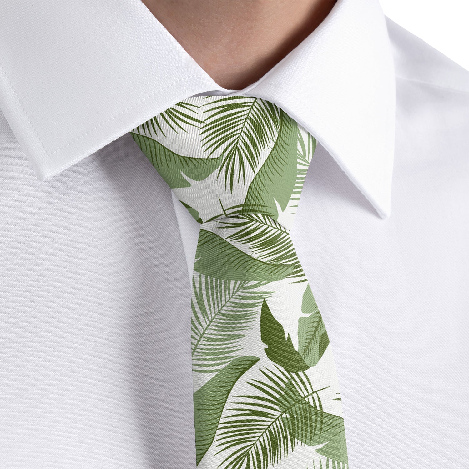 Tropical Leaves Necktie - Rolled - Knotty Tie Co.