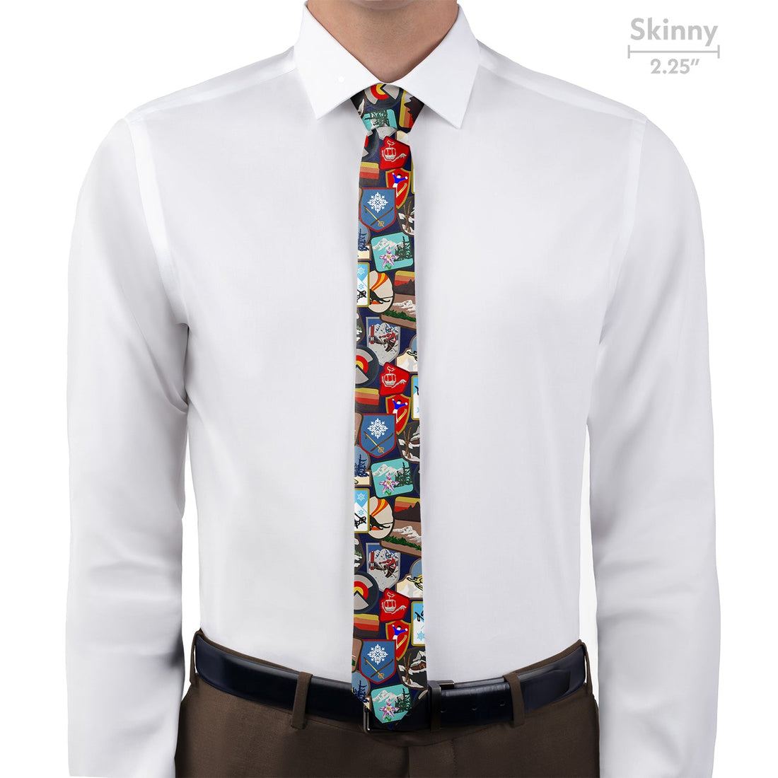 Vintage Ski Patches Necktie - Skinny - Knotty Tie Co.