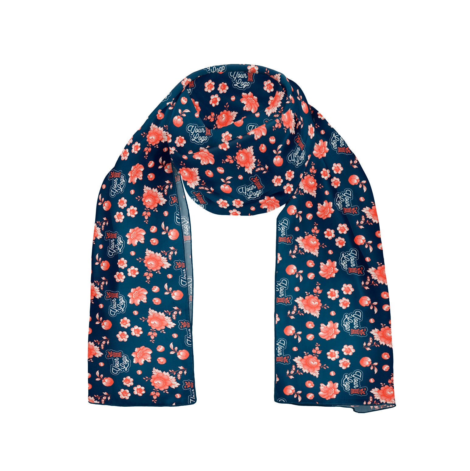 Vintage Blossom 2 54 x 12 Rectangle Chiffon Logo Scarf - Knotty Tie Co.