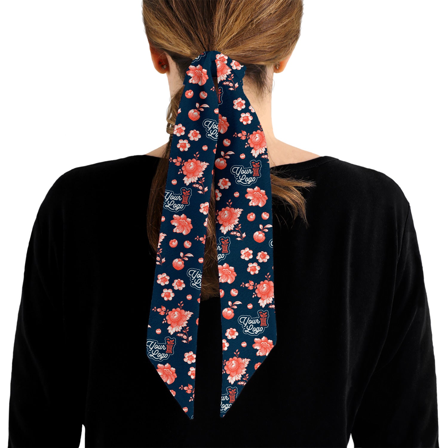Vintage Blossom 2 Hair Pony Tail Logo Scarf - Knotty Tie Co.