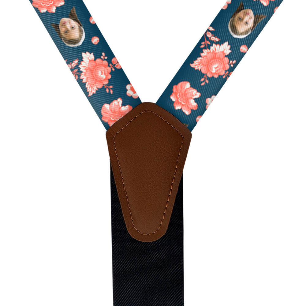 Vintage Blossom Photo Suspenders - Vegan Leather Y-Back - Knotty Tie Co.