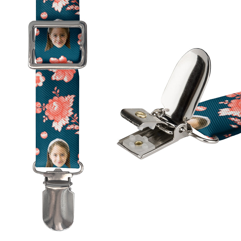 Vintage Blossom Photo Suspenders - Hardware and Strap - Knotty Tie Co.