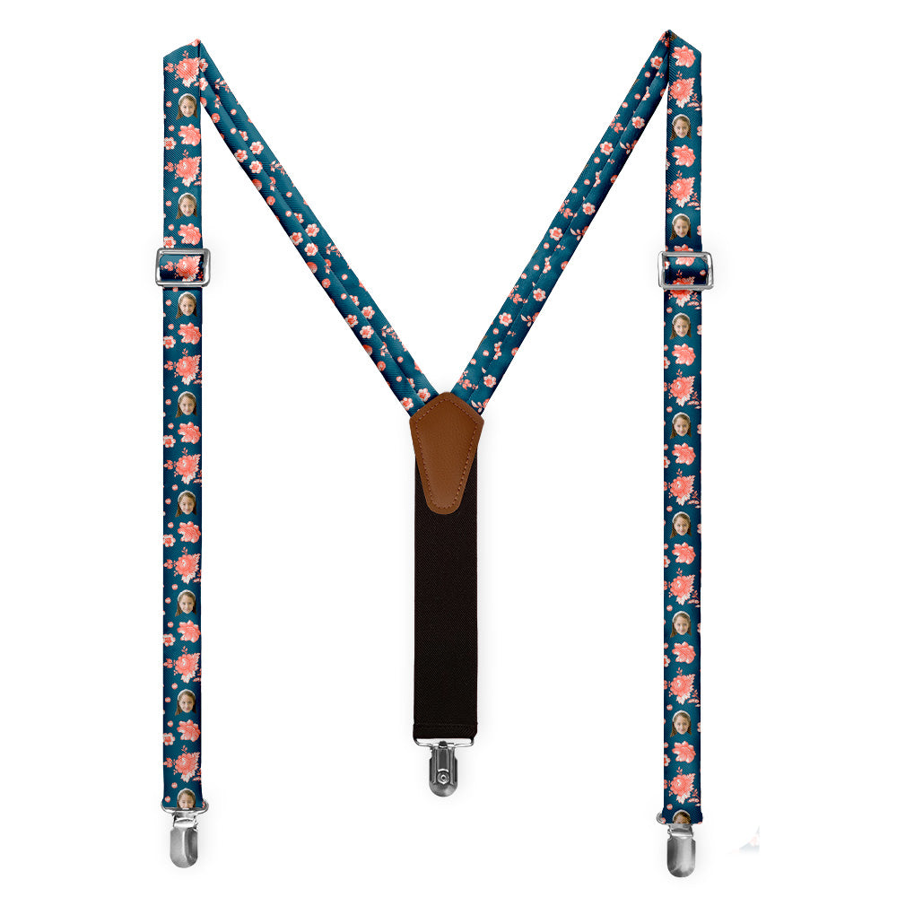 Vintage Blossom Photo Suspenders - Full Front View - Knotty Tie Co.