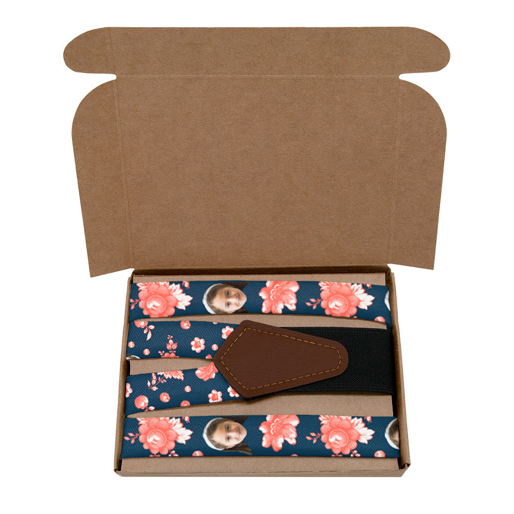 Vintage Blossom Photo Suspenders - Kraft Gift Box Packaging - Knotty Tie Co.