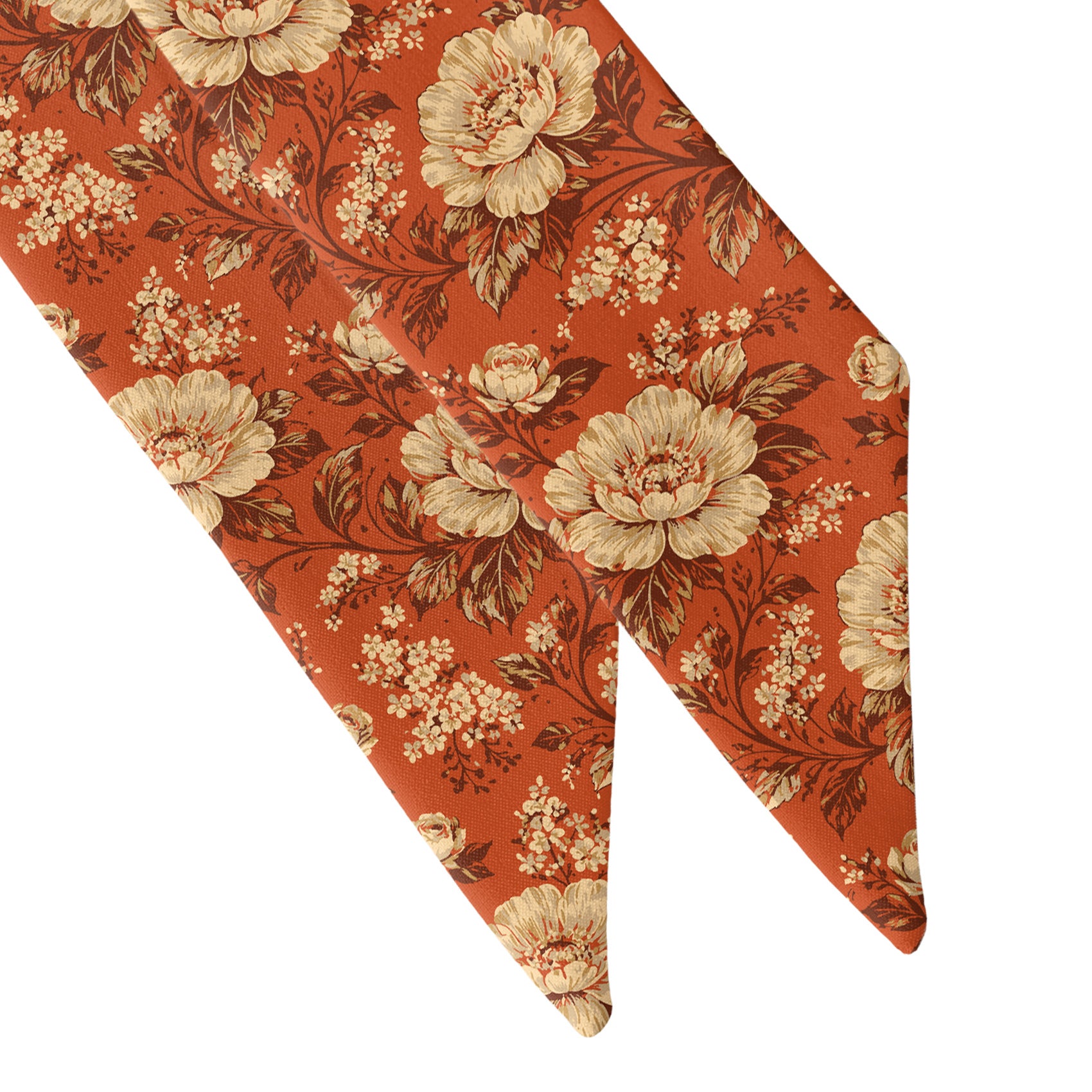 Vintage Floral Hair Scarf - Scarf Tapered Ends - Knotty Tie Co.