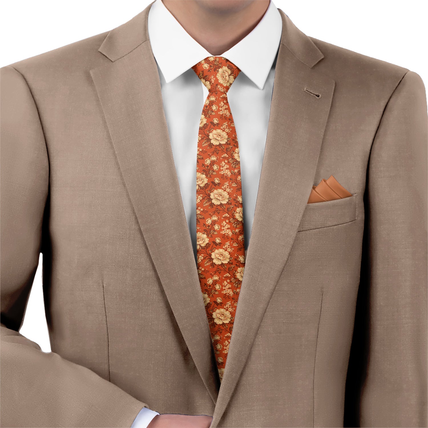 Vintage Floral Necktie - Matching Pocket Square - Knotty Tie Co.