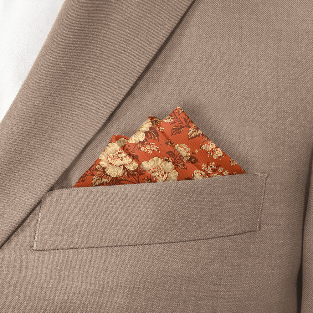 Vintage Floral Pocket Square - Stairs Fold - Knotty Tie Co.