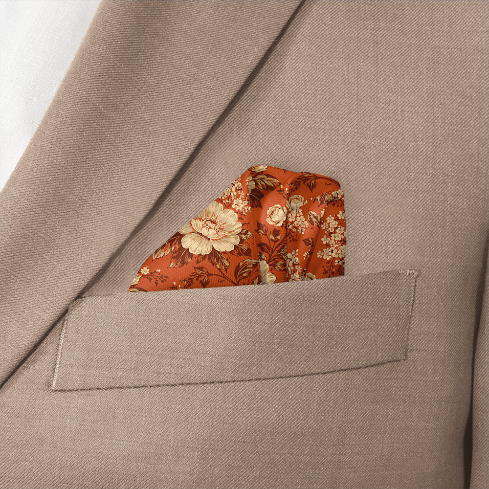 Vintage Floral Pocket Square - Wave Fold - Knotty Tie Co.