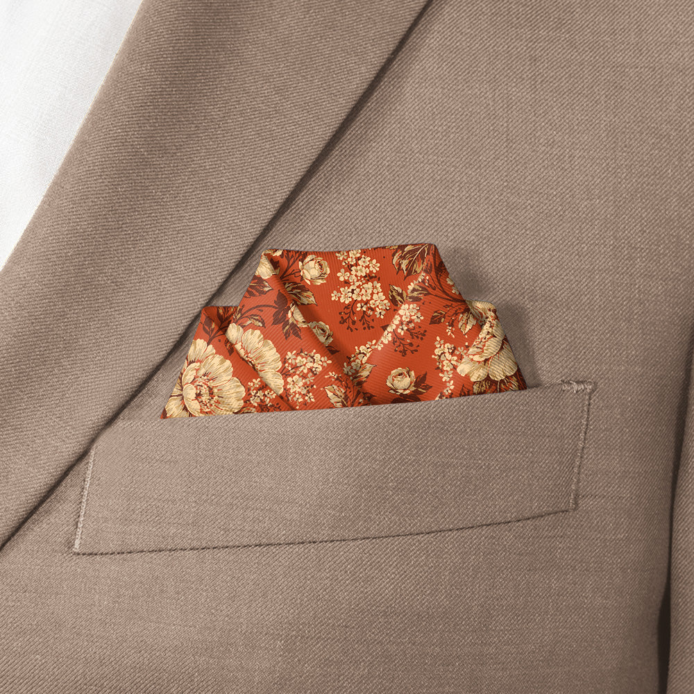 Vintage Floral Pocket Square - Scalloped Fold - Knotty Tie Co.