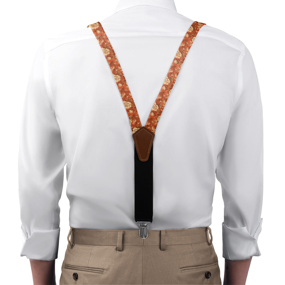 Vintage Floral Suspenders - On Model Front View - Knotty Tie Co.