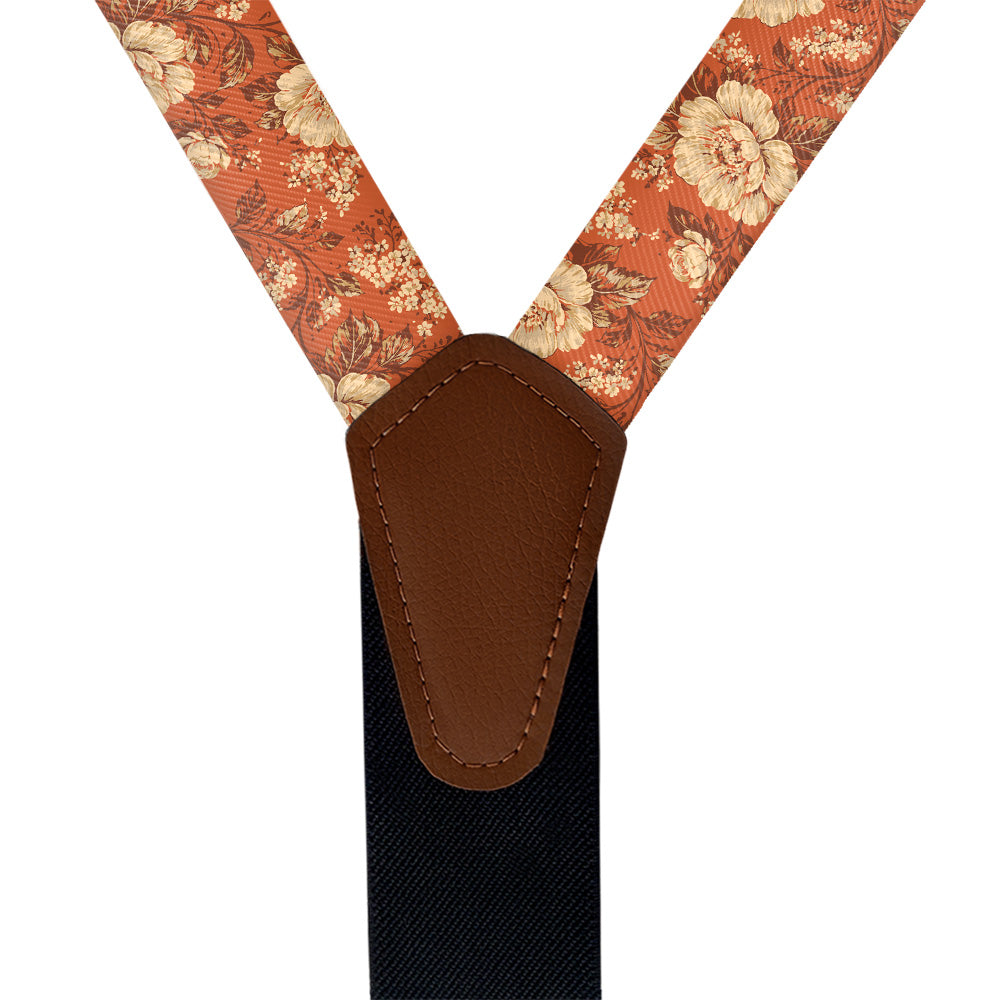 Vintage Floral Suspenders - Vegan Leather Y-Back - Knotty Tie Co.