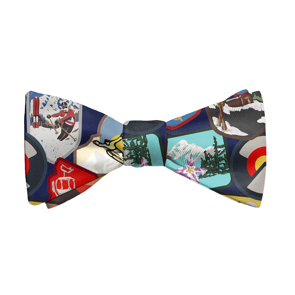 Vintage Ski Patches Bow Tie - Adult Standard Self-Tie 14-18" -  - Knotty Tie Co.