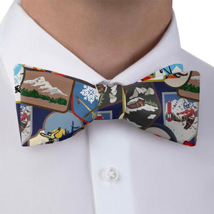 Vintage Ski Patches Bow Tie - Bow Tie with Dress Shirt - Knotty Tie Co.