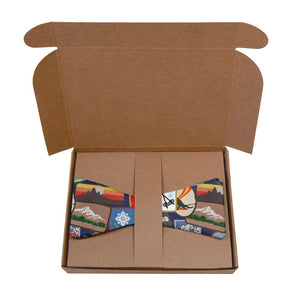 Vintage Ski Patches Bow Tie- Kraft Gift Box Packaging - Knotty Tie Co.