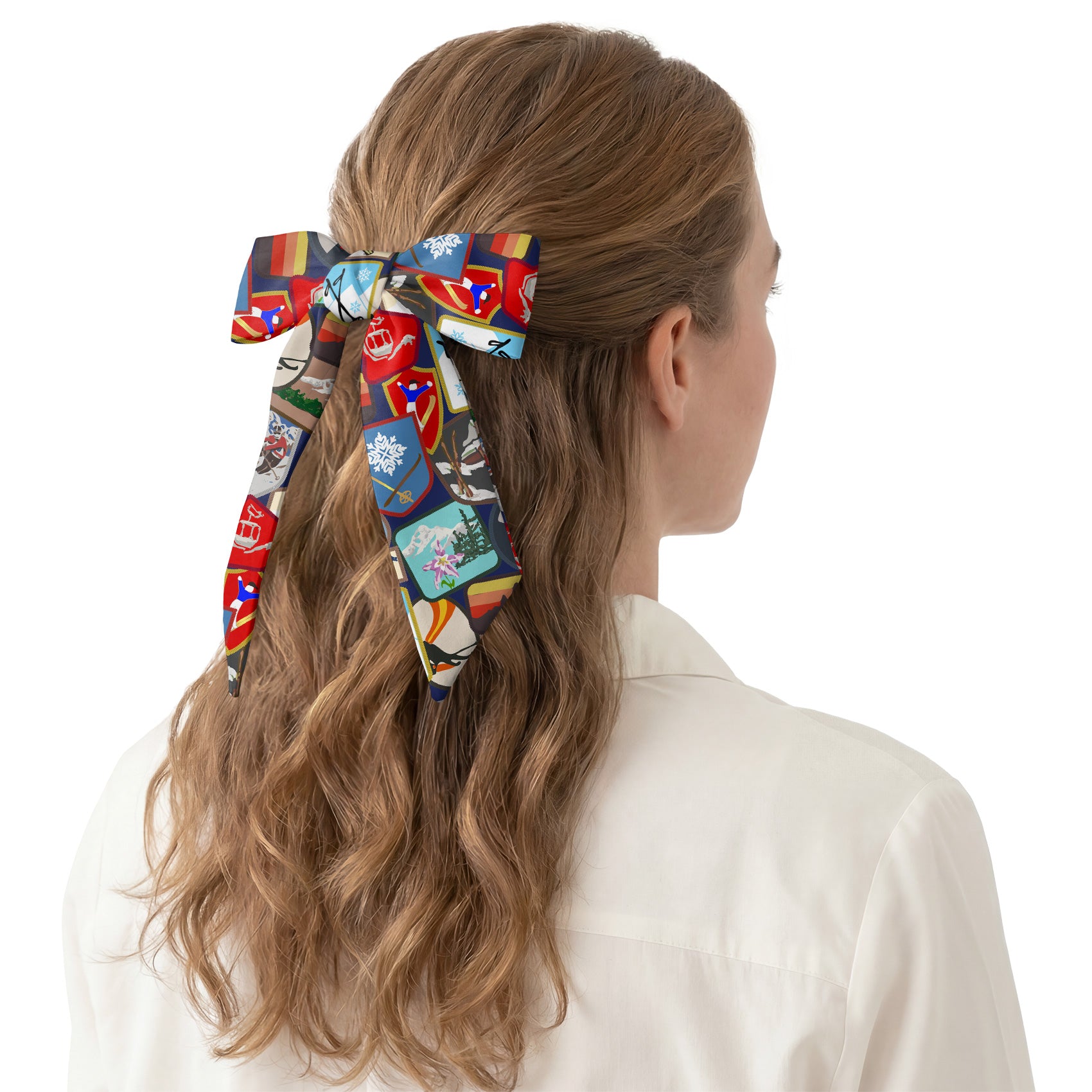 Vintage Ski Patches Hair Scarf - Hair Scarf - Knotty Tie Co.