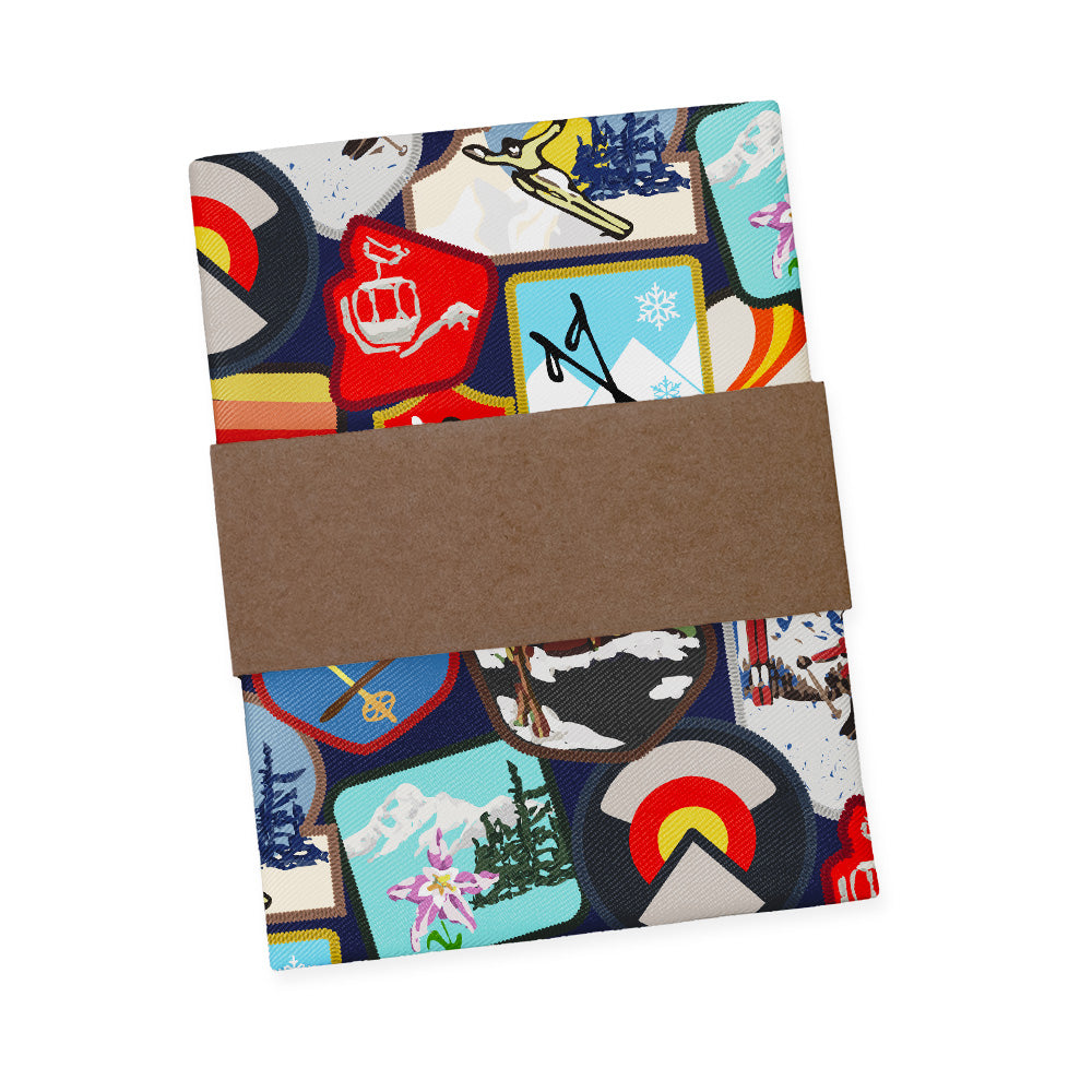 Vintage Ski Patches Pocket Square - Packaging - Knotty Tie Co.