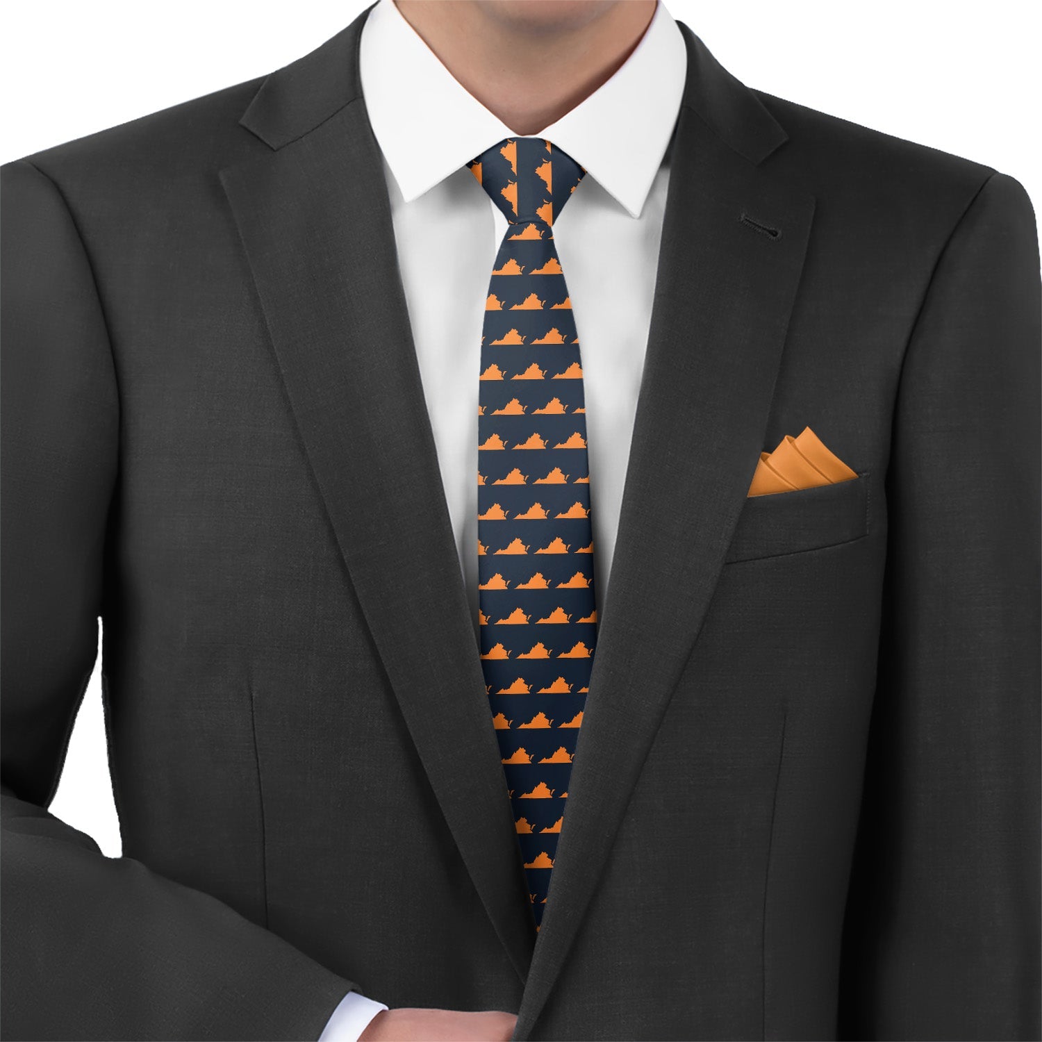 Virginia State Outline Necktie - Matching Pocket Square - Knotty Tie Co.