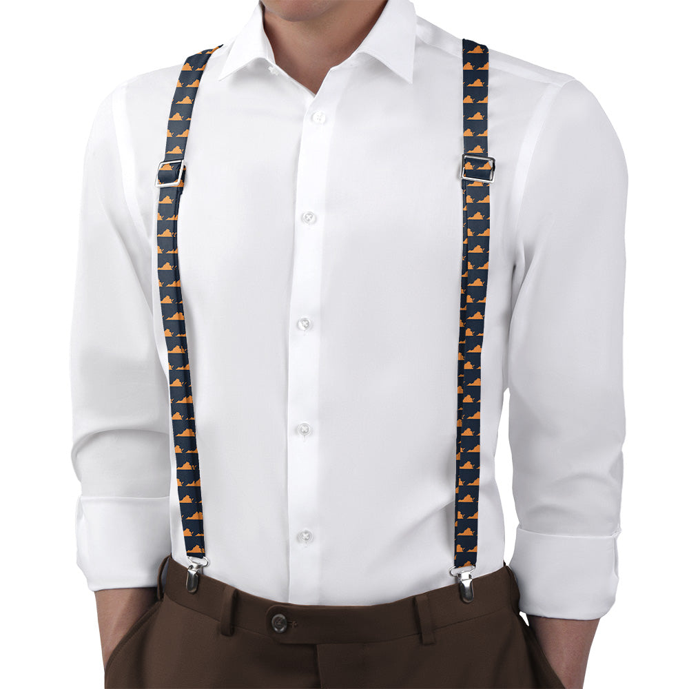 Virginia State Outline Suspenders - On Model Back View - Knotty Tie Co.
