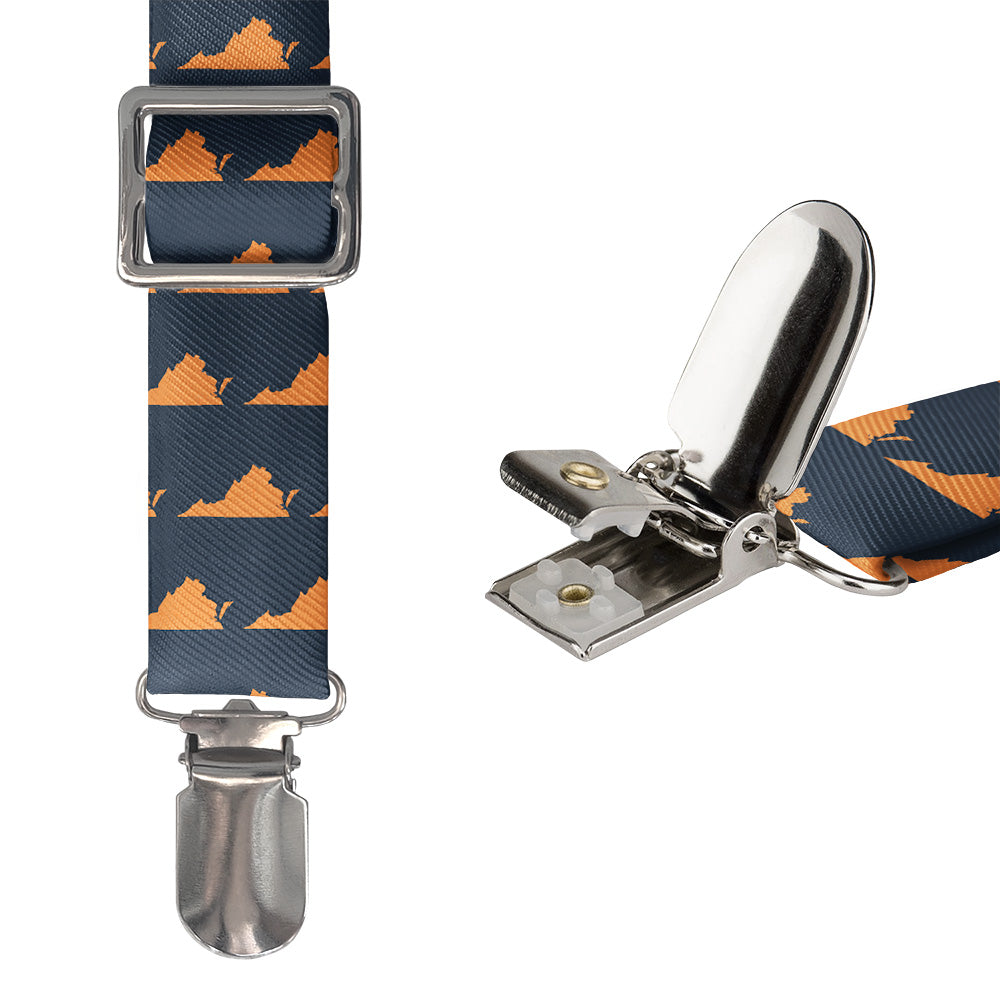 Virginia State Outline Suspenders - Hardware and Strap - Knotty Tie Co.