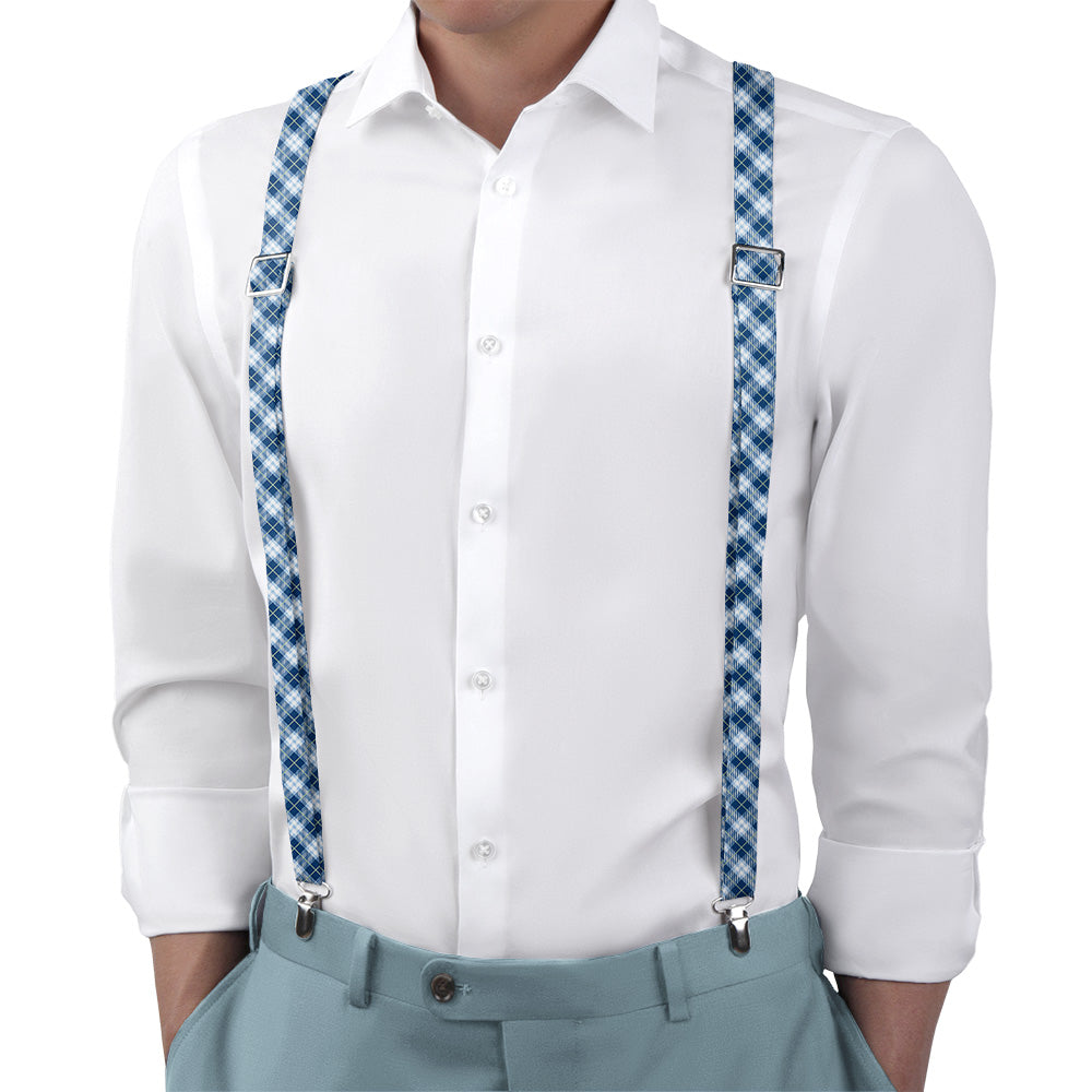 Waffle Plaid Suspenders - On Model Back View - Knotty Tie Co.