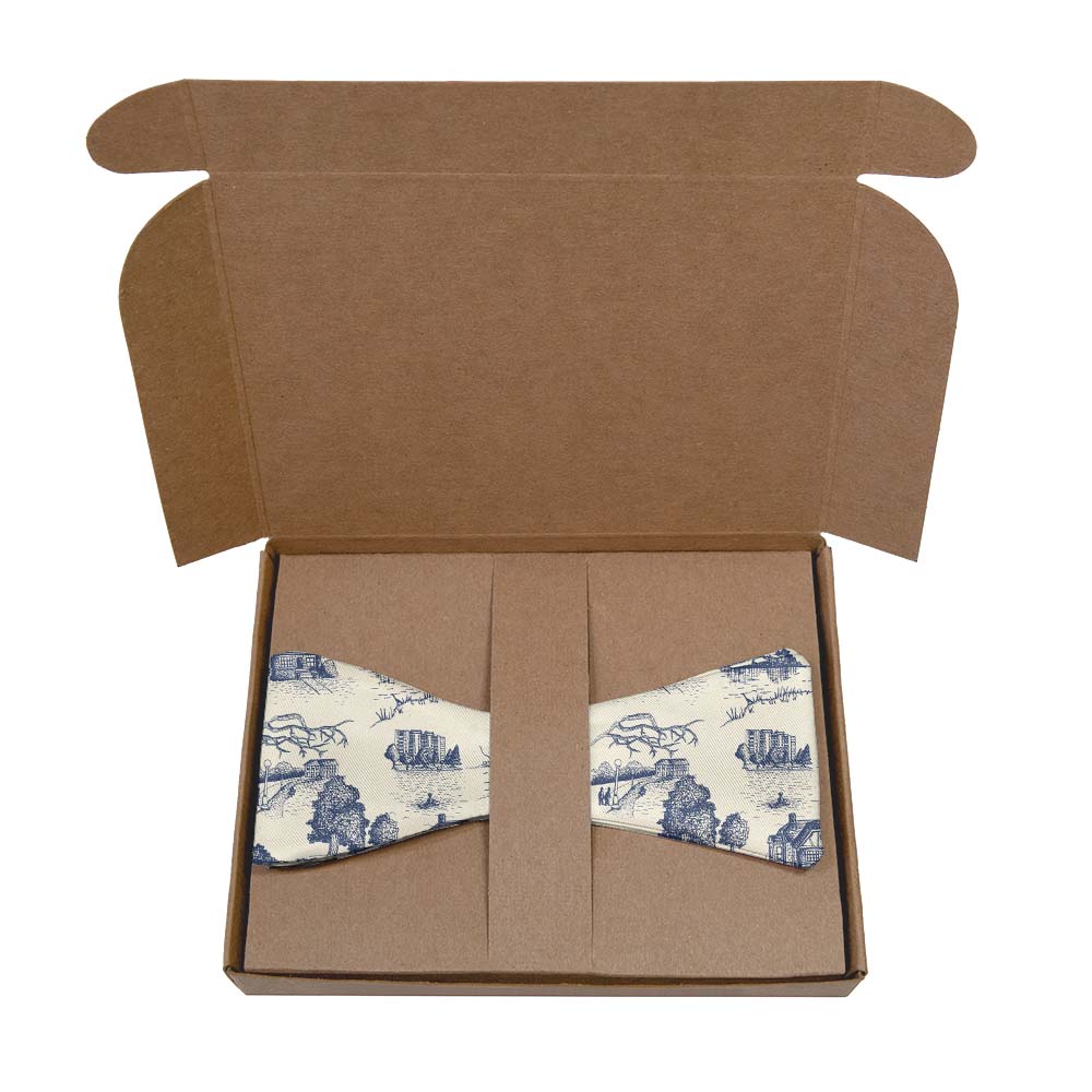 Wash Park Toile Bow Tie- Kraft Gift Box Packaging - Knotty Tie Co.