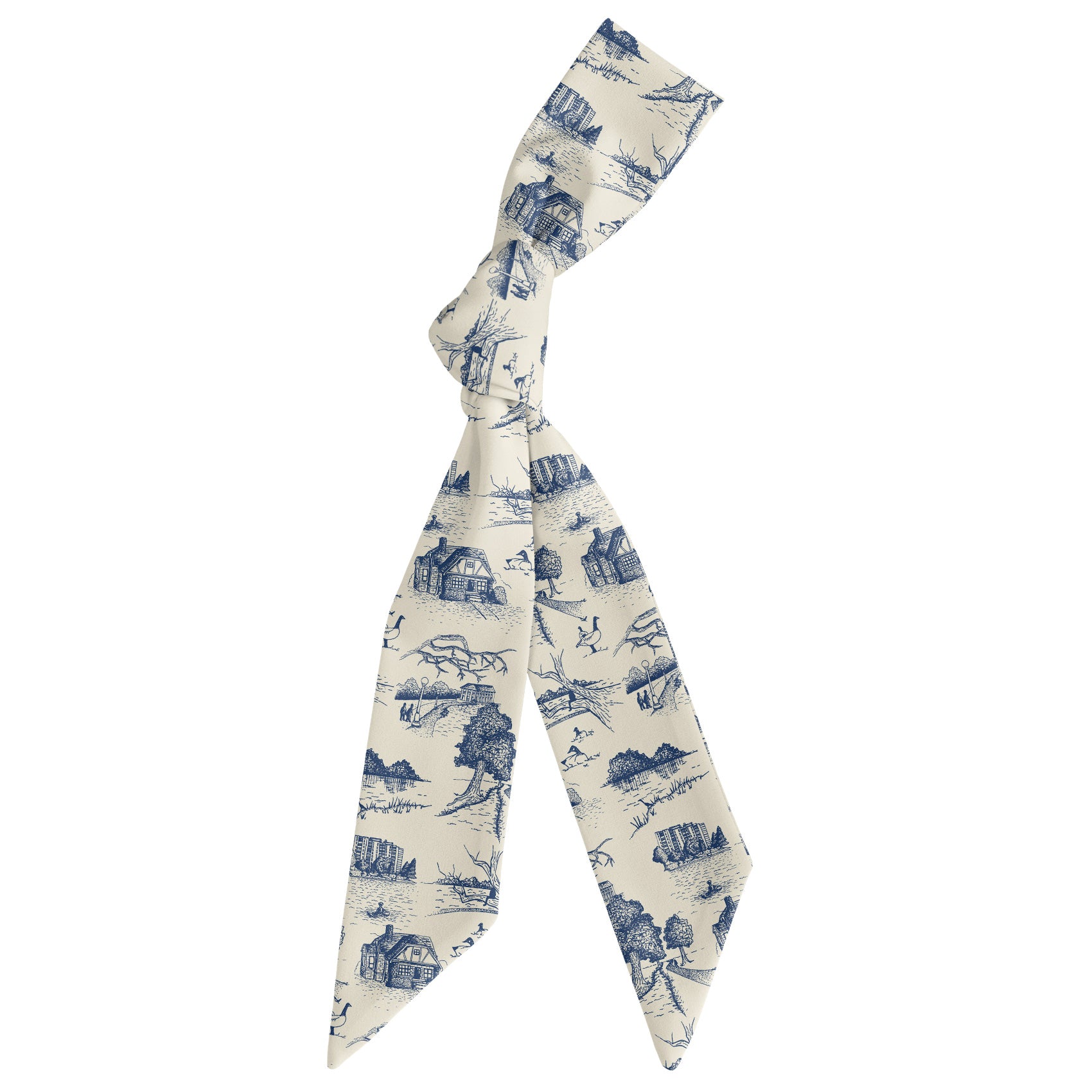Wash Park Toile Hair Scarf - Scarf Tied Into Knot - Knotty Tie Co.