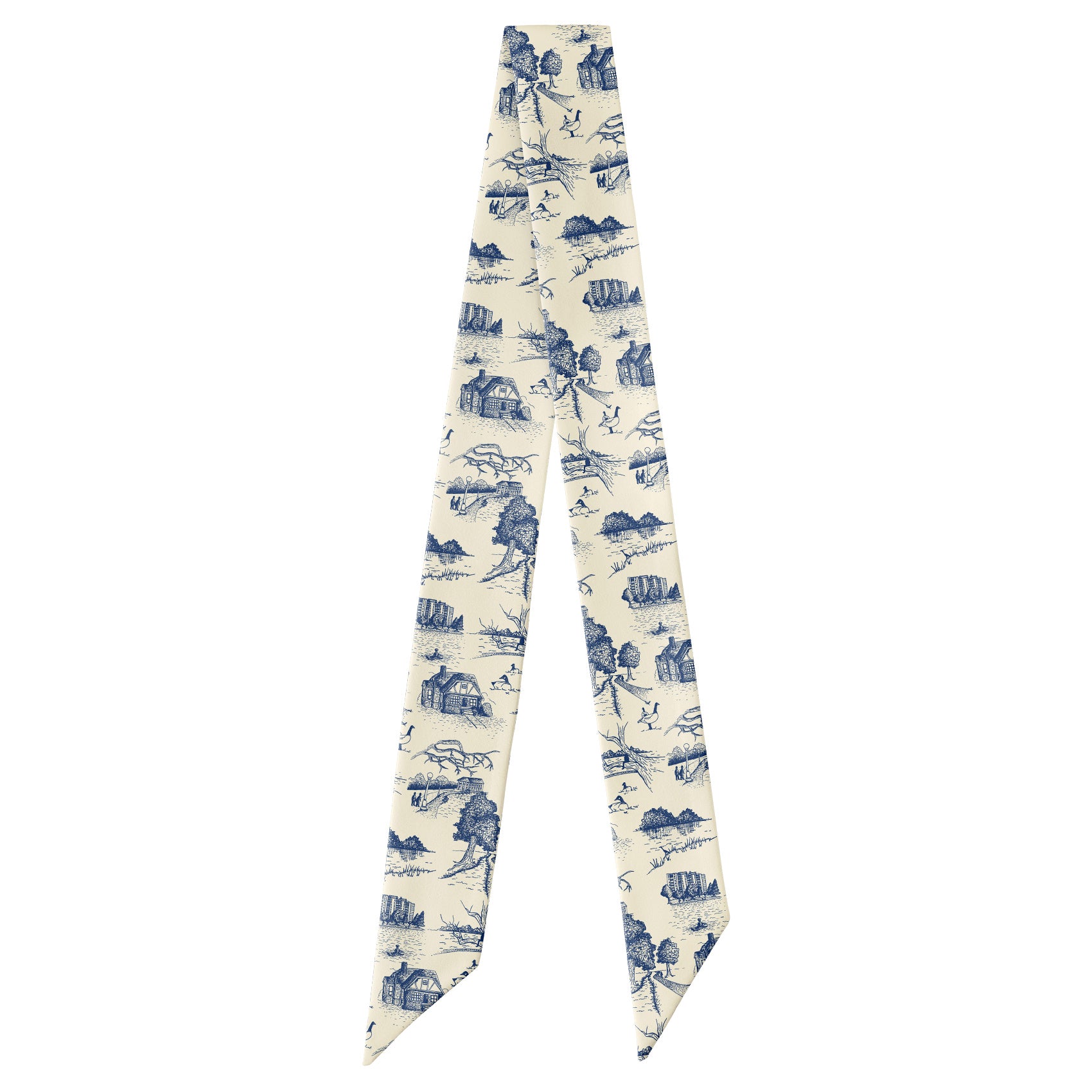 Wash Park Toile Hair Scarf - Full View of Hair Scarf - Knotty Tie Co.