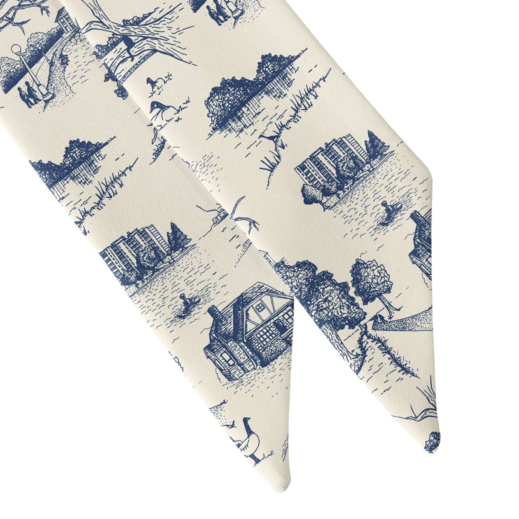 Wash Park Toile Hair Scarf - Scarf Tapered Ends - Knotty Tie Co.