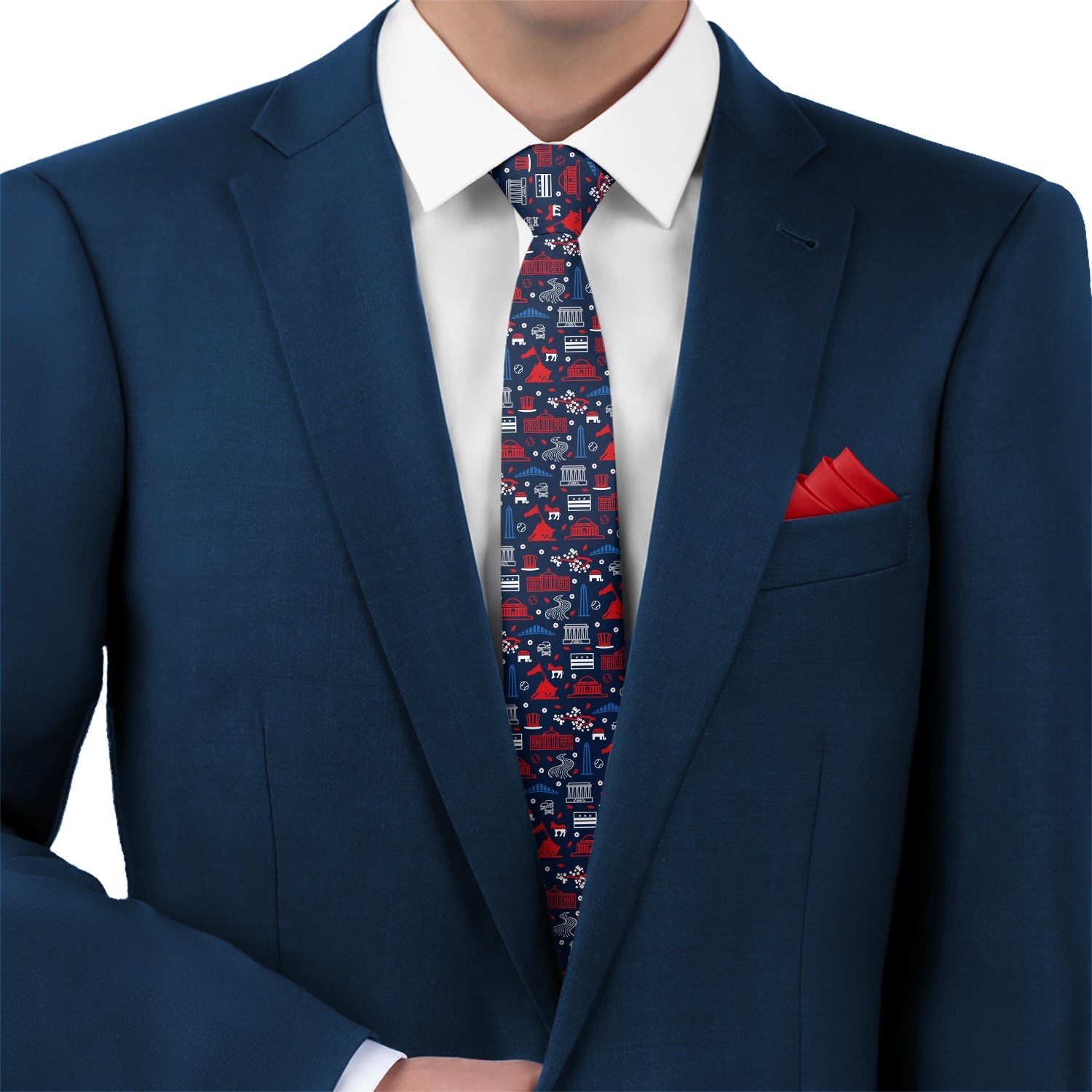 Washington DC Heritage Necktie - Matching Pocket Square - Knotty Tie Co.