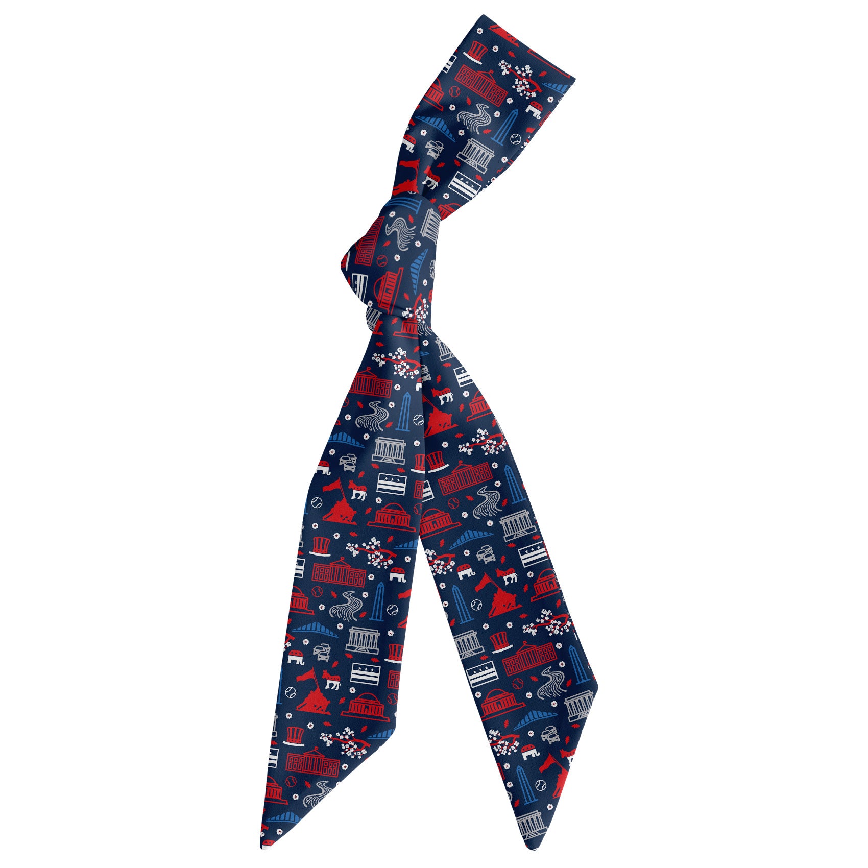 Washington DC Heritage Hair Scarf - Scarf Tied Into Knot - Knotty Tie Co.