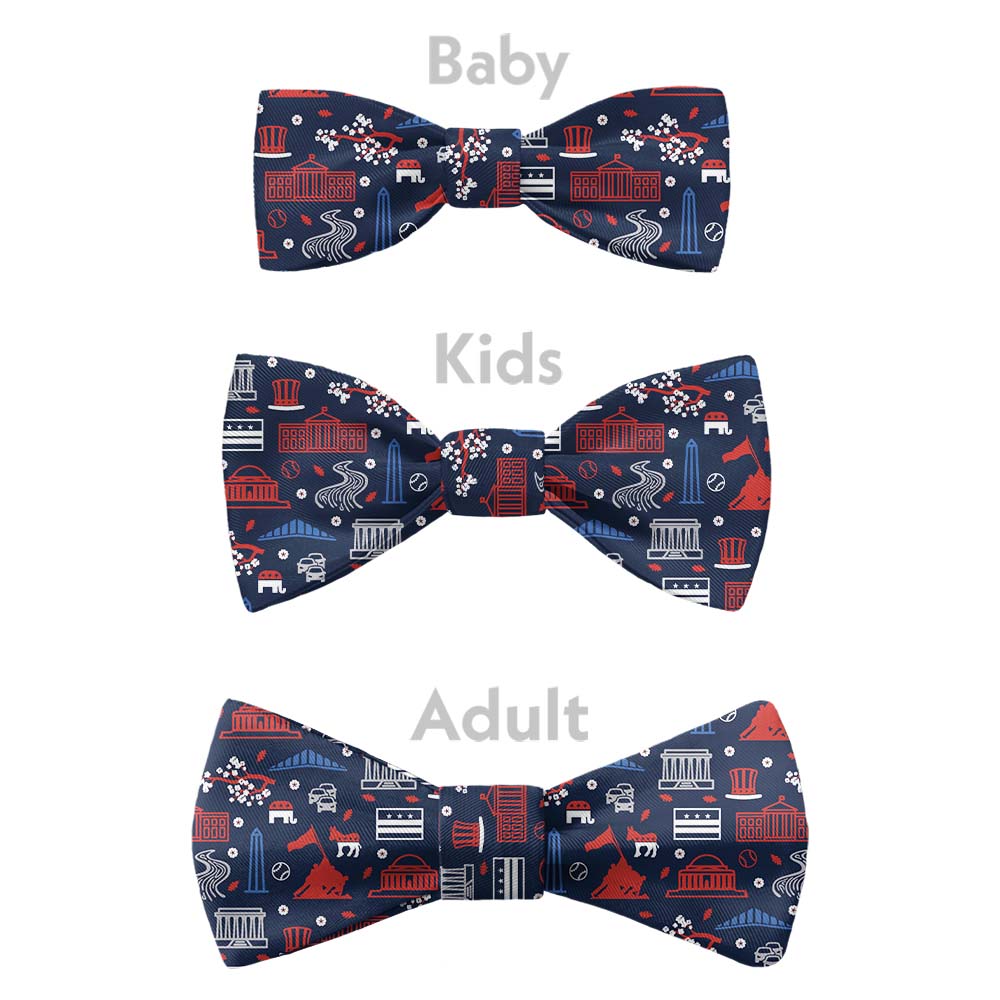 Washington DC Heritage Bow Tie - Bow Sizes - Knotty Tie Co.