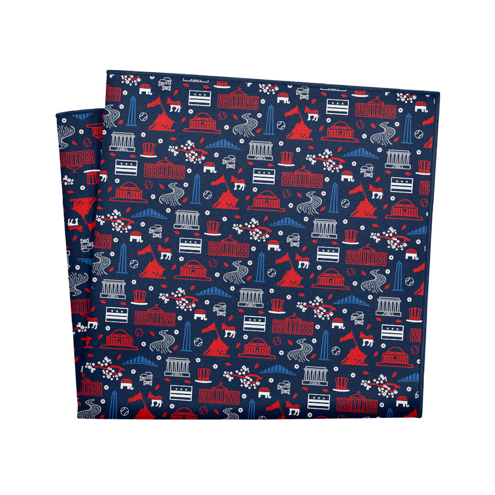 Washington DC Heritage Pocket Square - 12" Square - Knotty Tie Co.